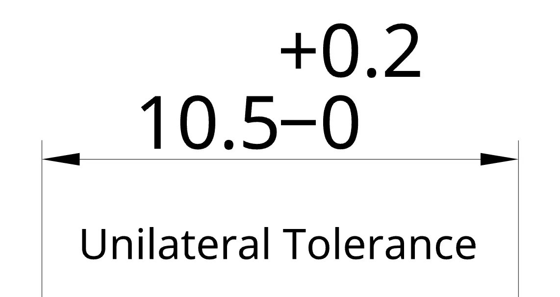 Dimension with a unilateral plus tolerance shown on a mechanical part drawing